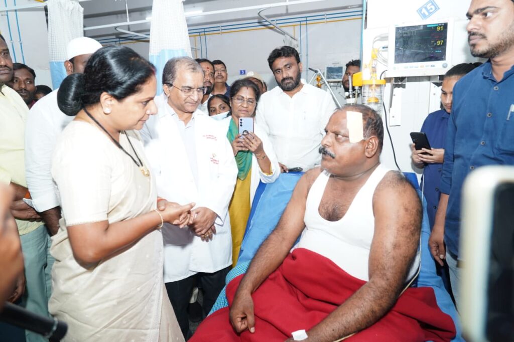 Kalvakuntla Kavitha Visits Chevella Bus Accident Victims