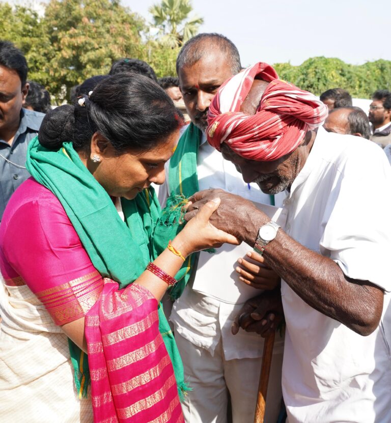 Kalvakuntla Kavitha inspects AIIMS Bibinagar and later meets Triple R project–affected farmers in Rayagiri