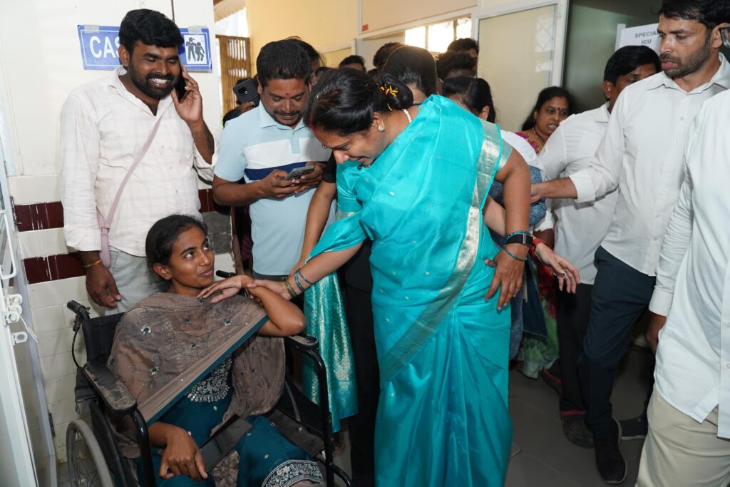 Kalvakuntla Kavitha reviewing healthcare infrastructure at Kothagudem Government Hospital in Bhadradri Kothagudem district