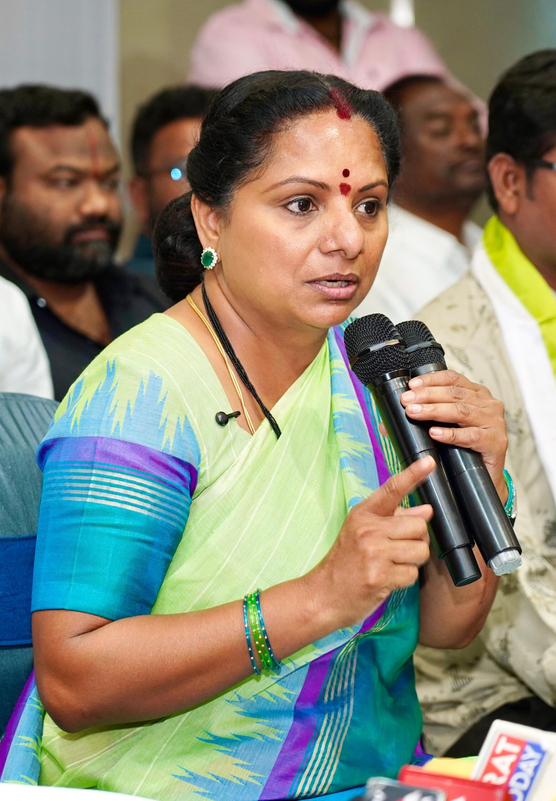 Kalvakuntla Kavitha addresses media in Bhuvanagiri