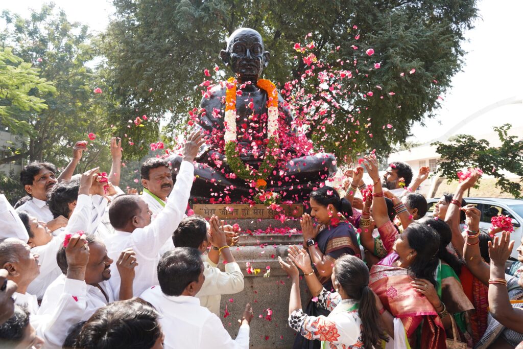 Kavitha criticizes neglect of Mahatma Gandhi statue promise at Bapu Ghat