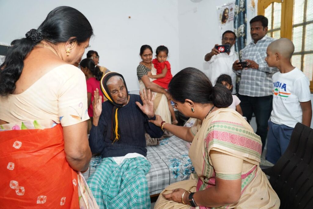 Kavitha visited the family of Telangana activist Gade Innayya in Jaffargadh, Jangaon district