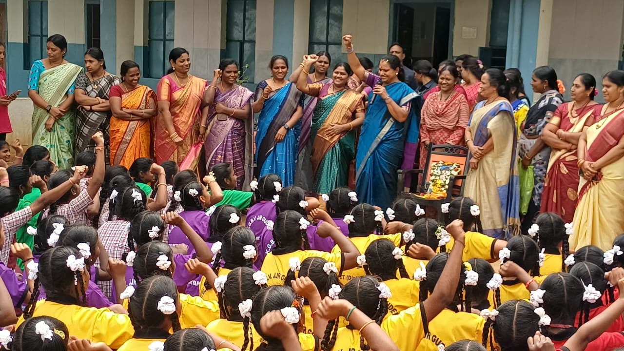 Kavitha pays tribute to Savitribai Phule at KGBV school