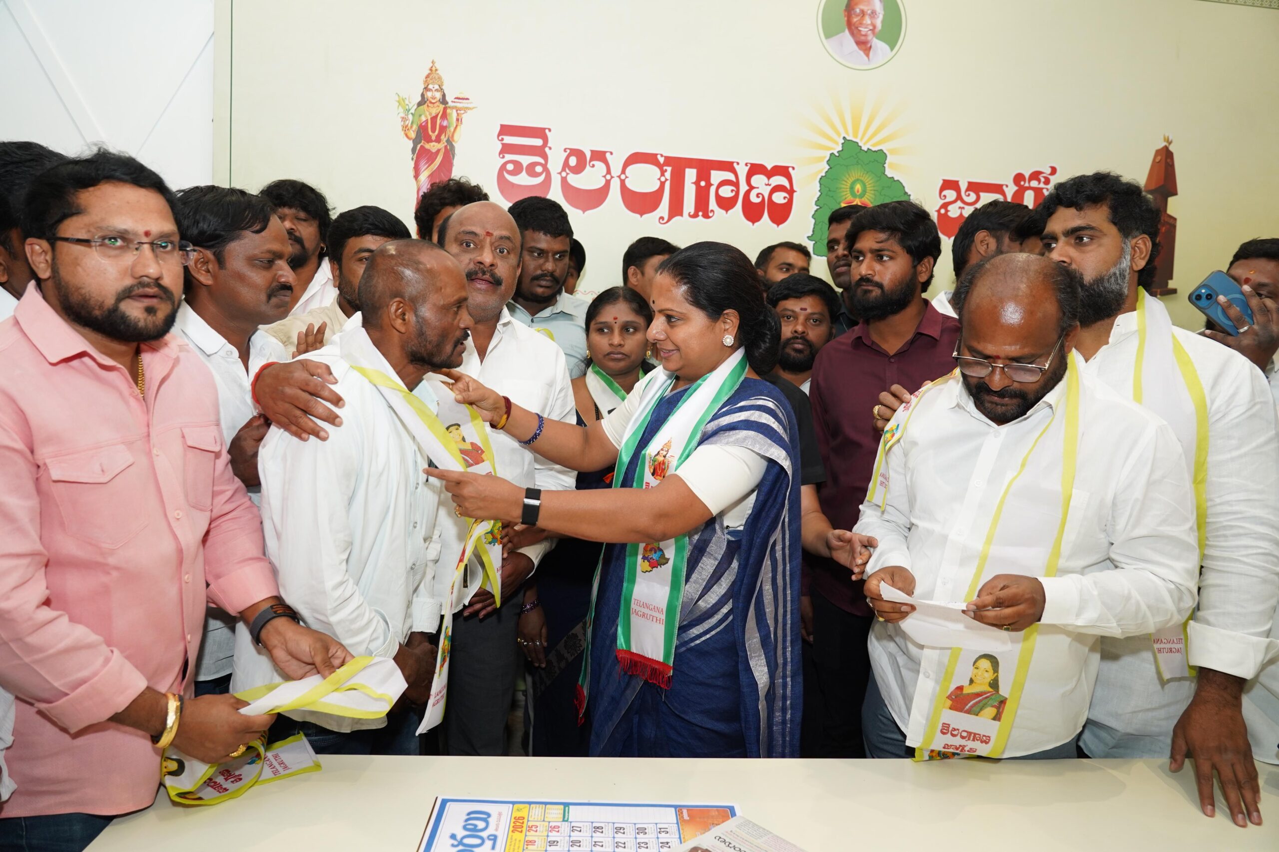 BRS leaders from Siddipet join Telangana Jagruthi in presence of Kavitha