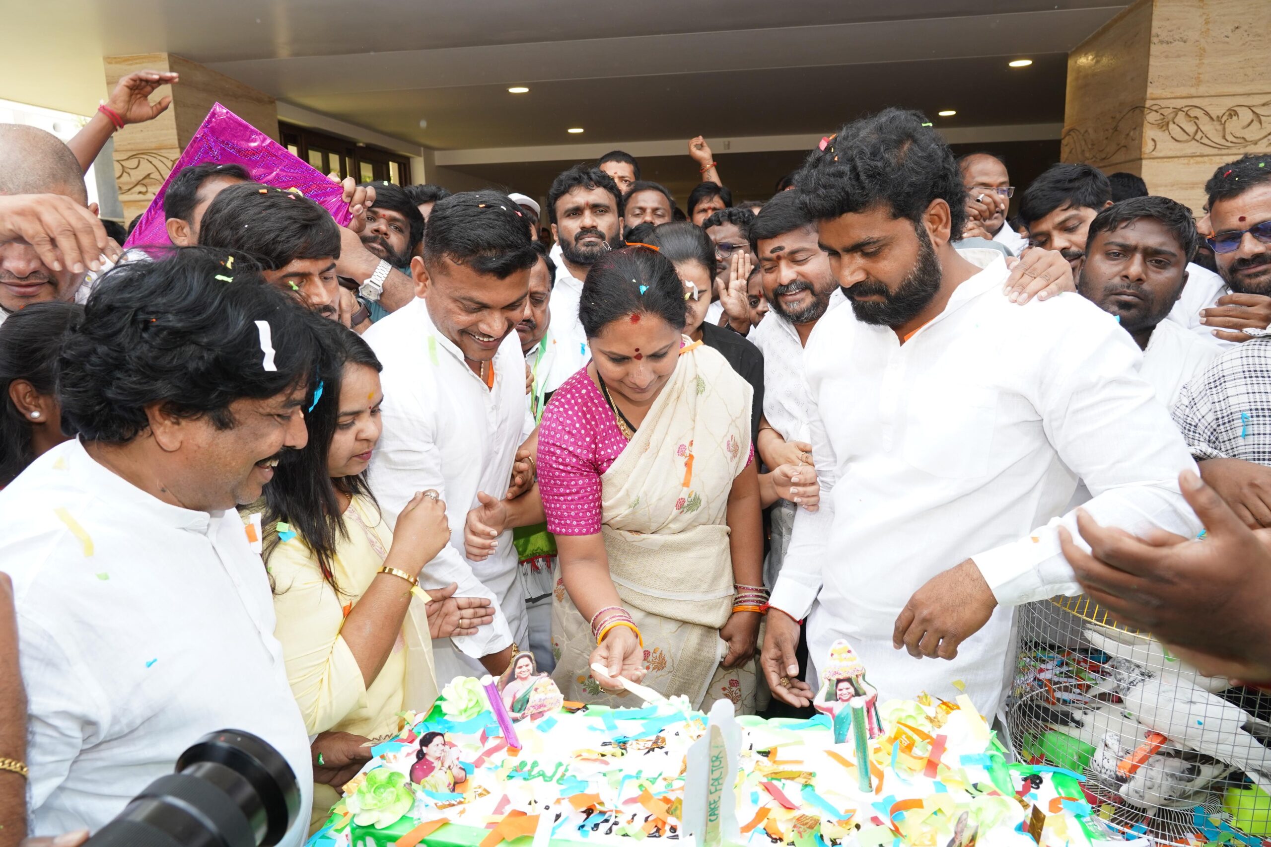 Kalvakuntla Kavitha birthday celebrations at Telangana Jagruthi office Hyderabad