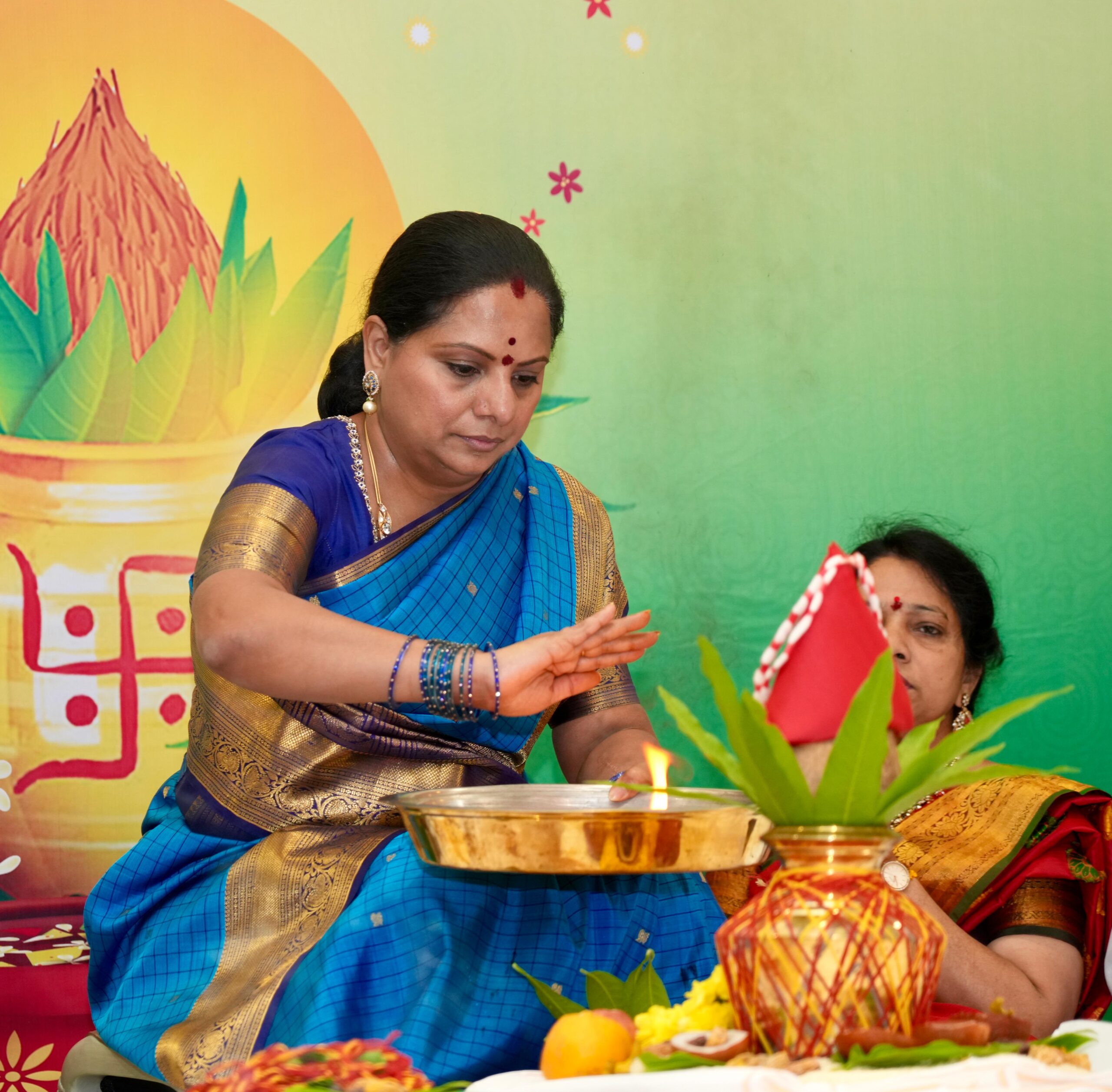 Kalvakuntla Kavitha participating in Ram Navami celebrations at Raghunatha Swamy Temple