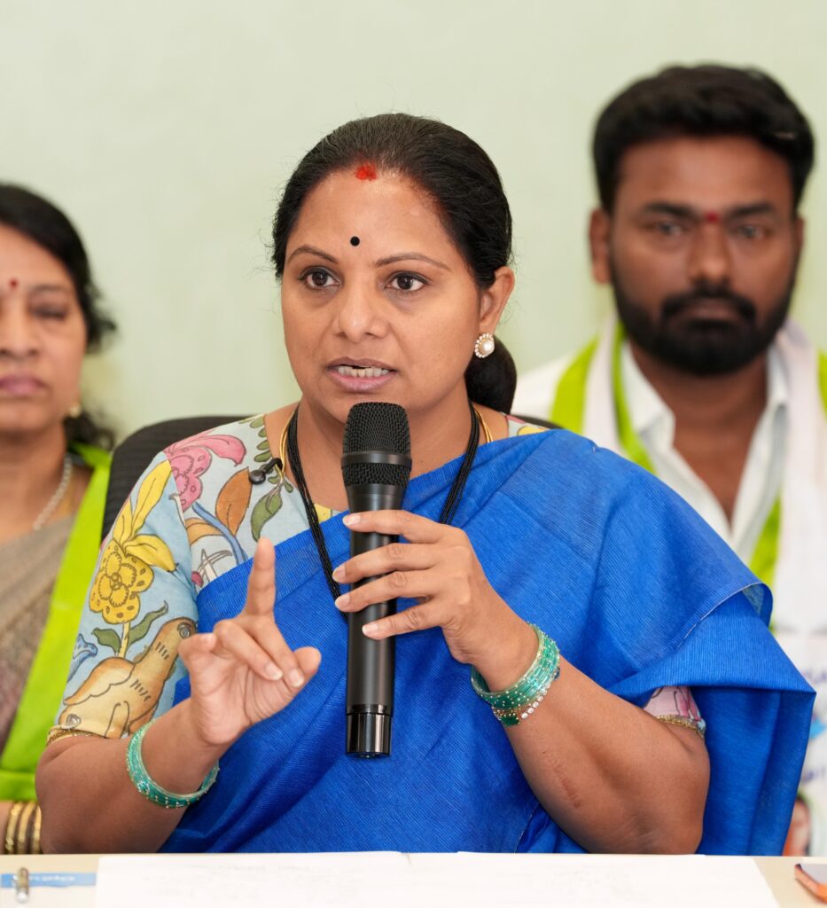 Kavitha speaks at press conference alleging GHMC corruption and nomination tenders in Telangana
