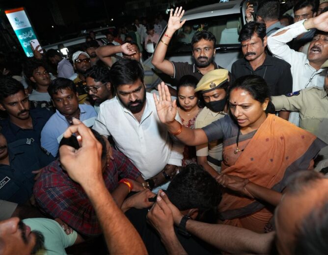 RTC driver Shankar Goud’s death has triggered political reactions in Telangana, with Kavitha blaming the state government and demanding justice for the family.