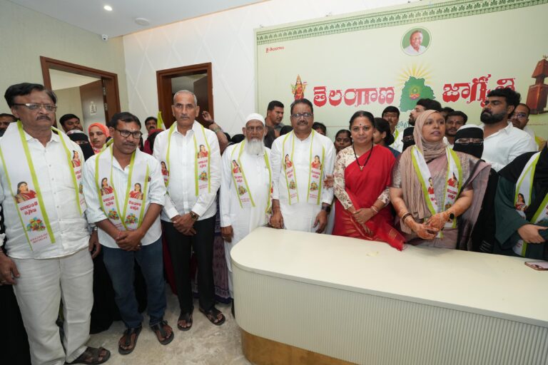 RVR Prasad, former Forward Bloc state president, joined Telangana Jagruthi in Hyderabad in the presence of Kalvakuntla Kavitha.