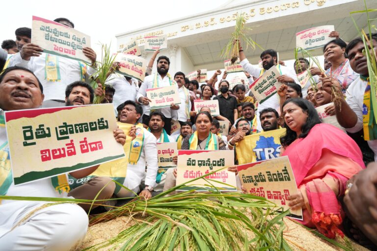 K Kavitha warns Telangana government over farmer issues and delayed paddy procurement.