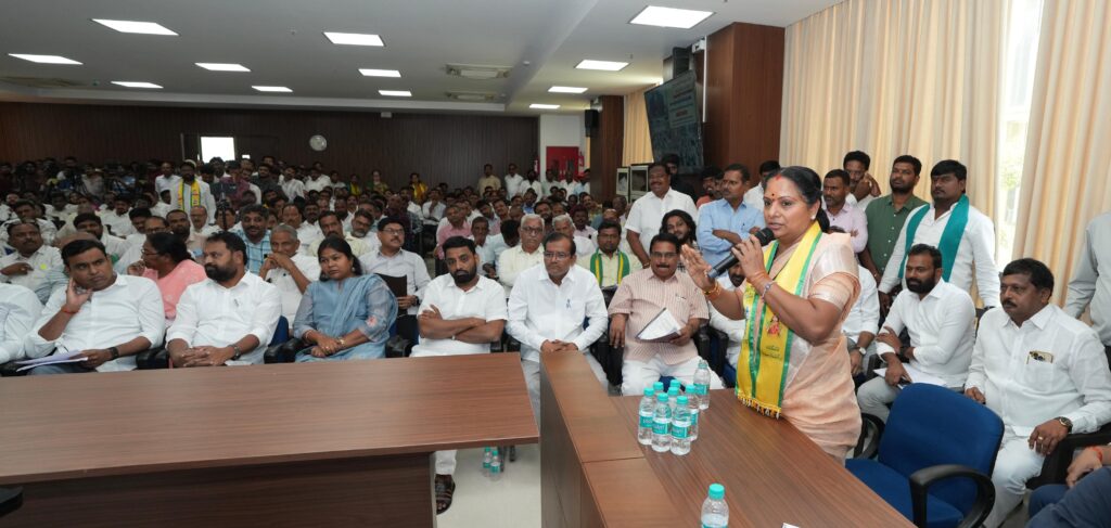 TRS Chief Kalvakuntla Kavitha speaks at the Telangana Electricity Regulatory Commission public hearing, opposing the proposed Rythu DISCOM and demanding wider consultations with farmers