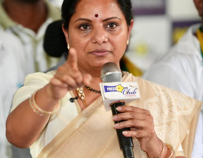 Kavitha attacks the government's education policies, opposing school closures and demanding reforms in Telangana's education sector