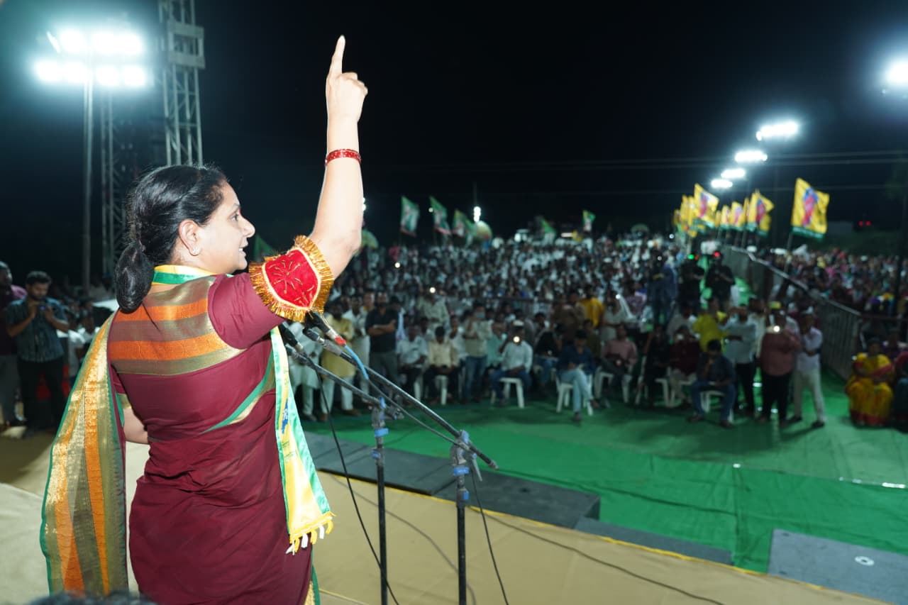 Kavitha launches water rights stir over Palamuru-Rangareddy project delays in Telangana.