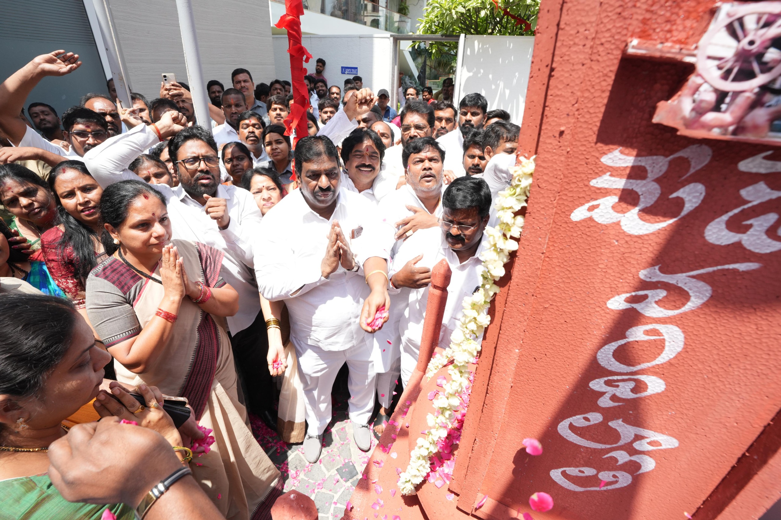 May Day celebrations were held in Hyderabad with Kalvakuntla Kavitha paying tribute to workers and hoisting labour flags at Telangana Rakshana Sena office.