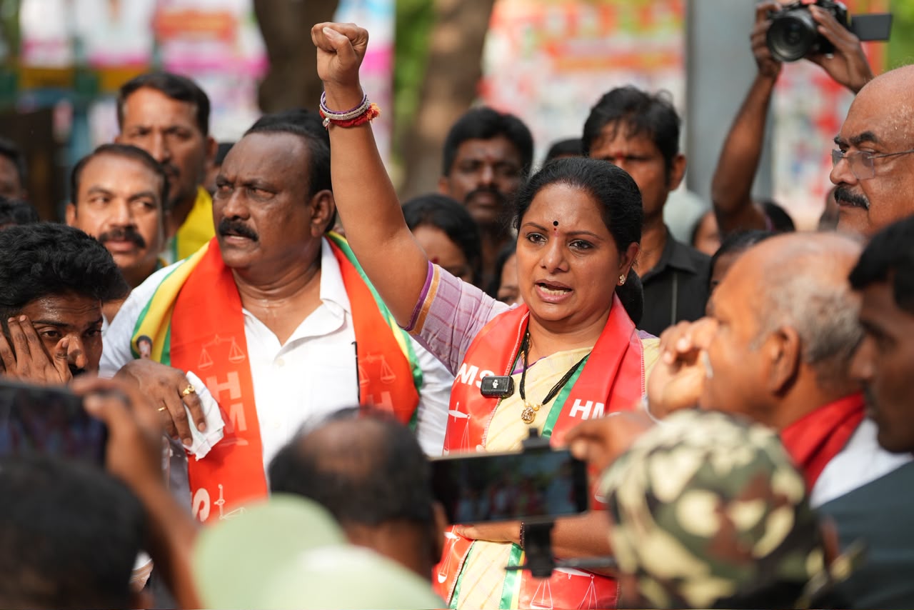 TRS Chief K Kavitha interacting with Singareni workers during the Baayi Bata programme at Kasipet Mine-1 in Mandamarri