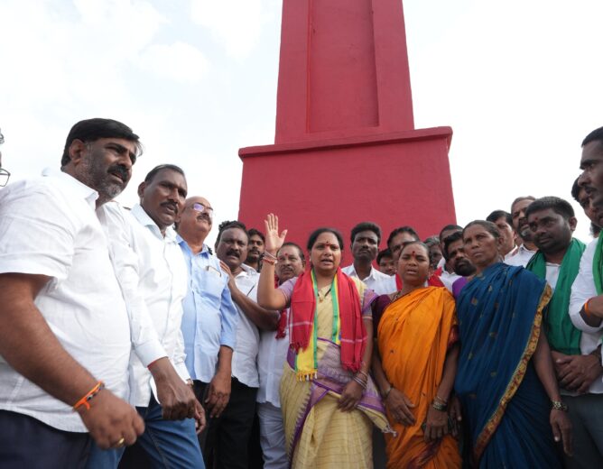 Kalvakuntla Kavitha paid tribute to Adivasi martyrs at Indravelli and reaffirmed Telangana Rakshana Sena's commitment to tribal welfare, education, healthcare, and inclusive development.