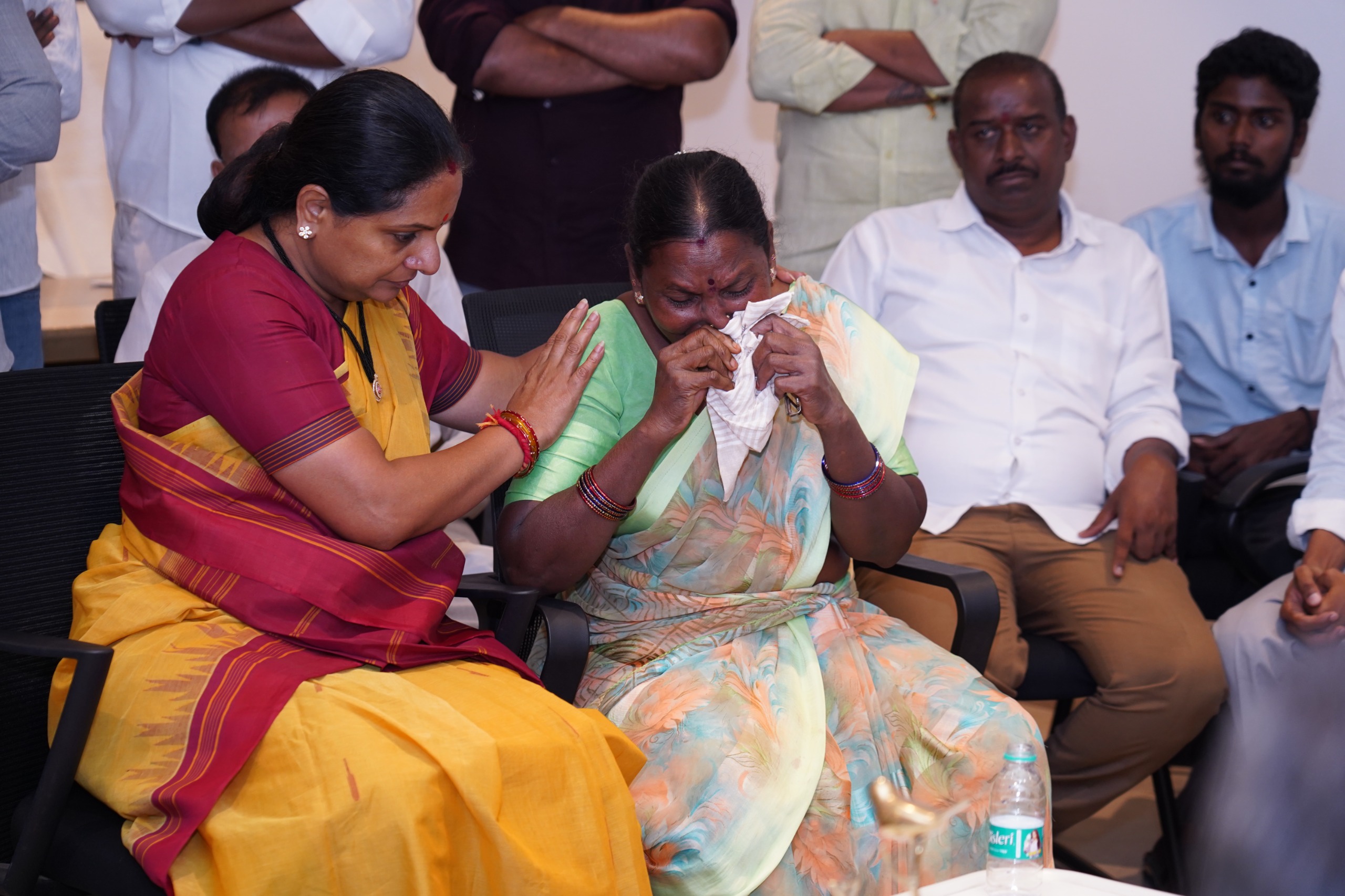Kalvakuntla Kavitha meeting Nerella victims and demanding justice in the long-pending Nerella case