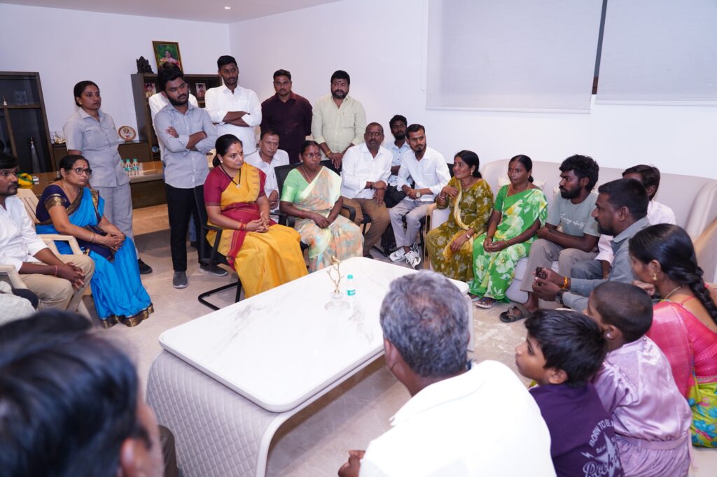 Kalvakuntla Kavitha met Nerella victims at the Telangana Rakshana Sena office in Hyderabad and urged the government and Advocate General to ensure justice, release SC Commission reports, and expedite legal proceedings in the case.