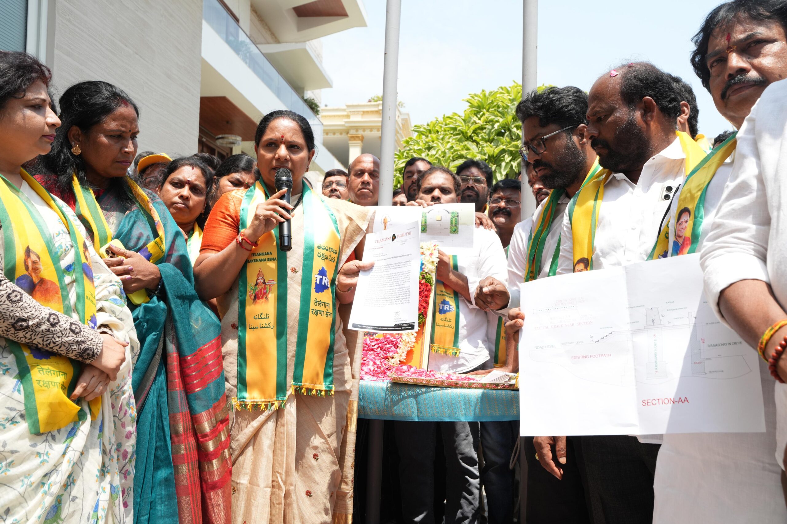 TRS Chief Kalvakuntla Kavitha announces a large-scale Bhuporatam at Uppal on July 2 and reiterates demands related to Telangana activists and Prof. Jayashankar's statue.