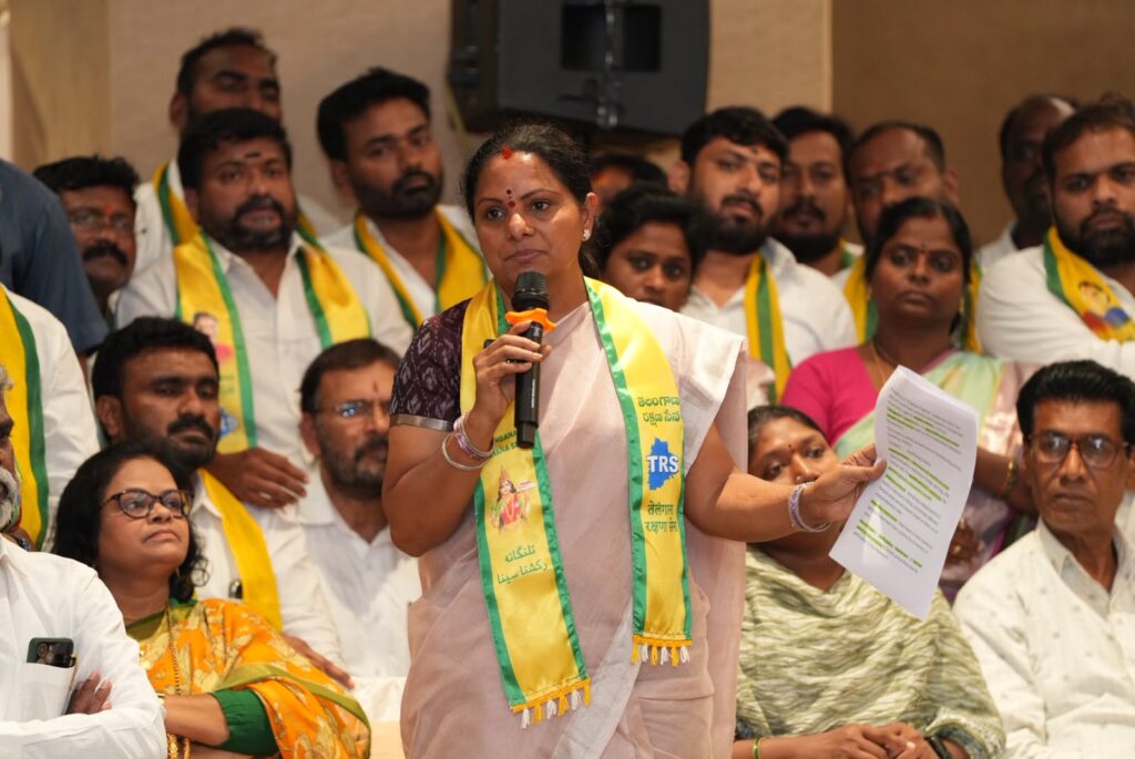 Telangana Rakshana Sena Chief Kalvakuntla Kavitha submits a report to the K. Keshava Rao Committee, advocating rule-based recognition and welfare benefits for Telangana movement activists.