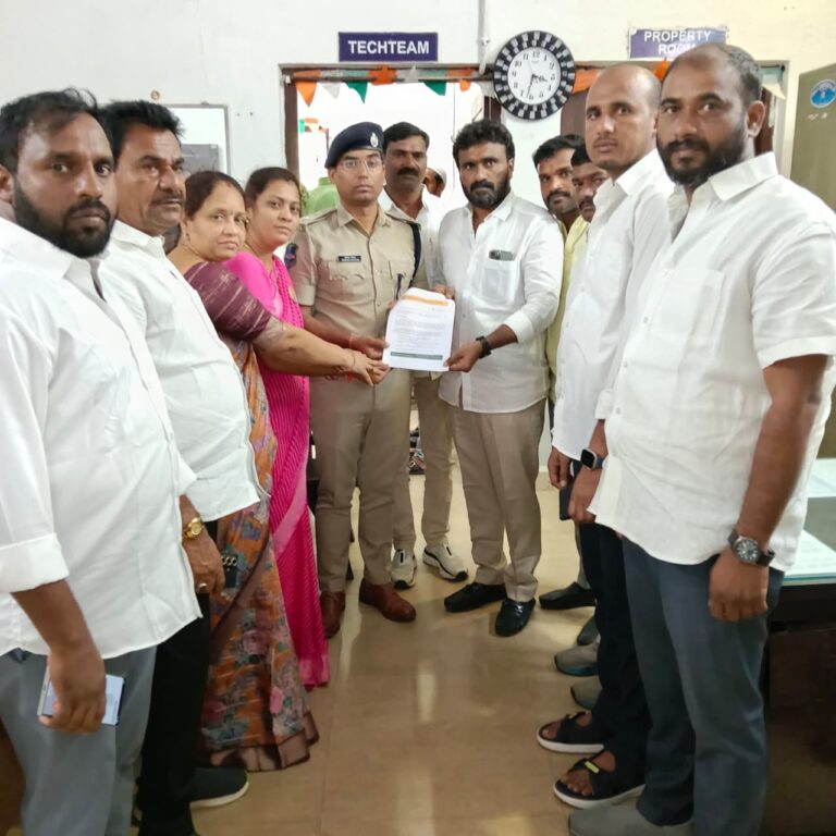 Telangana Rakshana Sena leaders submit a memorandum to Chevella DCP seeking swift action in the Shabad murders case.