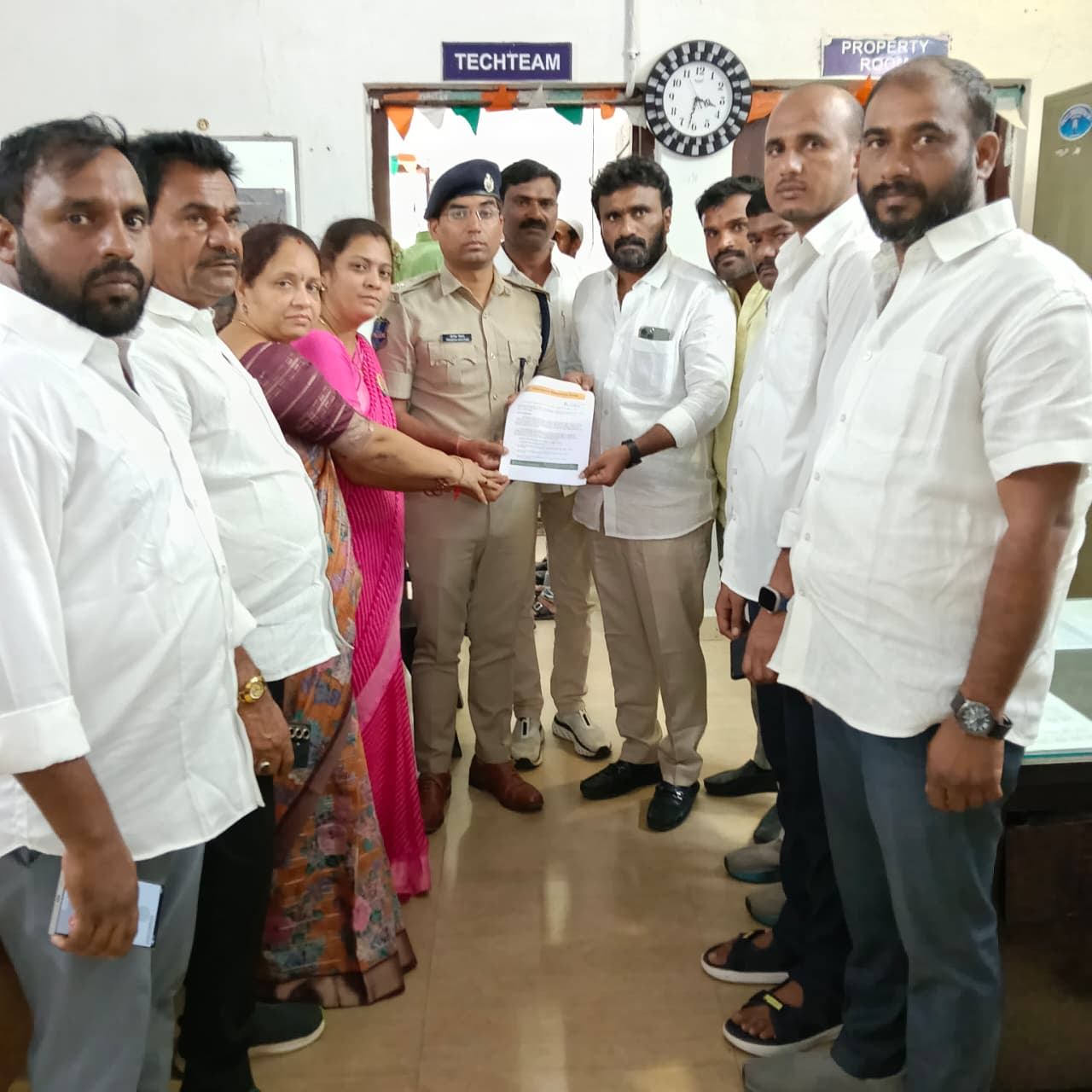 Telangana Rakshana Sena leaders submit a memorandum to Chevella DCP seeking swift action in the Shabad murders case.