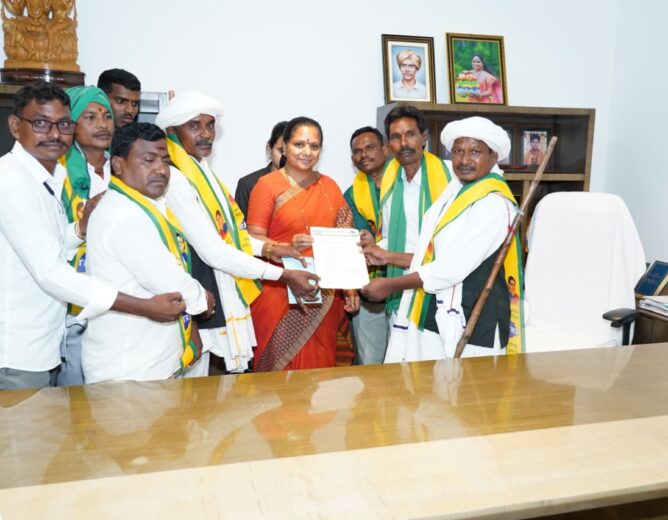 K Kavitha speaking about tribal welfare and development in Telangana