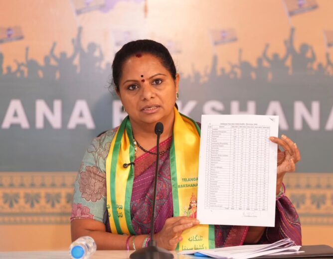 Kavitha targets Telangana govt over RIMS deaths and announces TRS contest in Khairatabad bypoll.