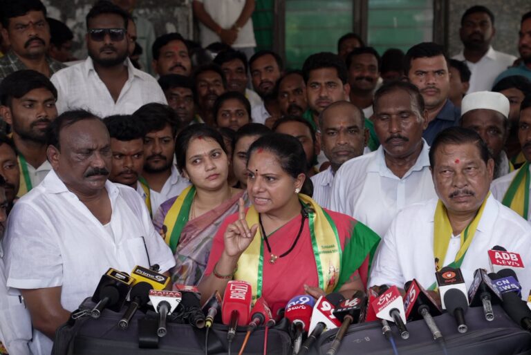 K Kavitha visited RIMS Adilabad after five infant deaths and demanded ₹50 lakh compensation for each affected family, along with safety audits.