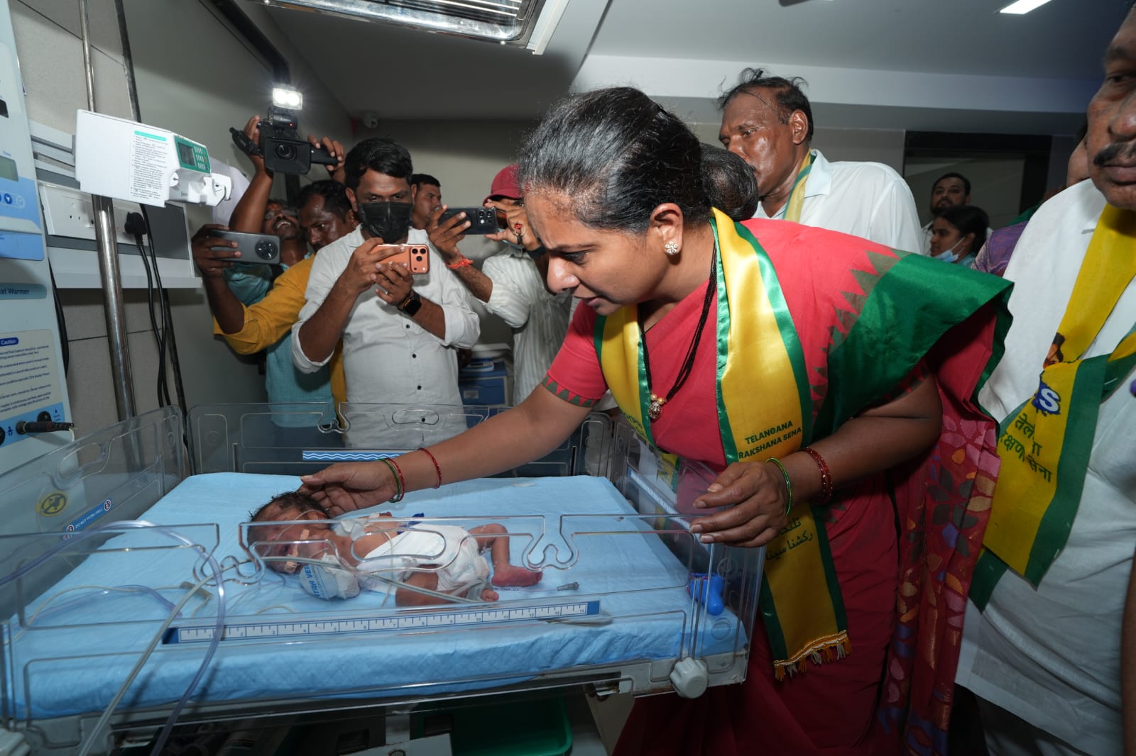 K Kavitha visited families affected by the RIMS Adilabad fire after five infants died, offering support and raising concerns over hospital safety and response