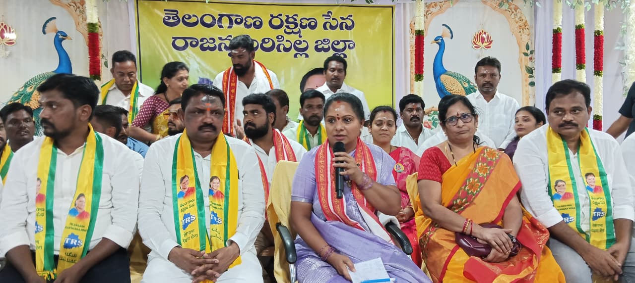 Kavitha demands Krishna Shila construction for Vemulawada Rajanna Temple as per Agama Shastra and seeks action on farmers’ and Sircilla issues.